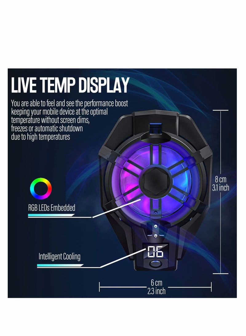 Phone Cooler with Rechargeable Battery, Phone Cooling Fan for Gaming Fit All Types of iPhone Android Smartphones - Image 5